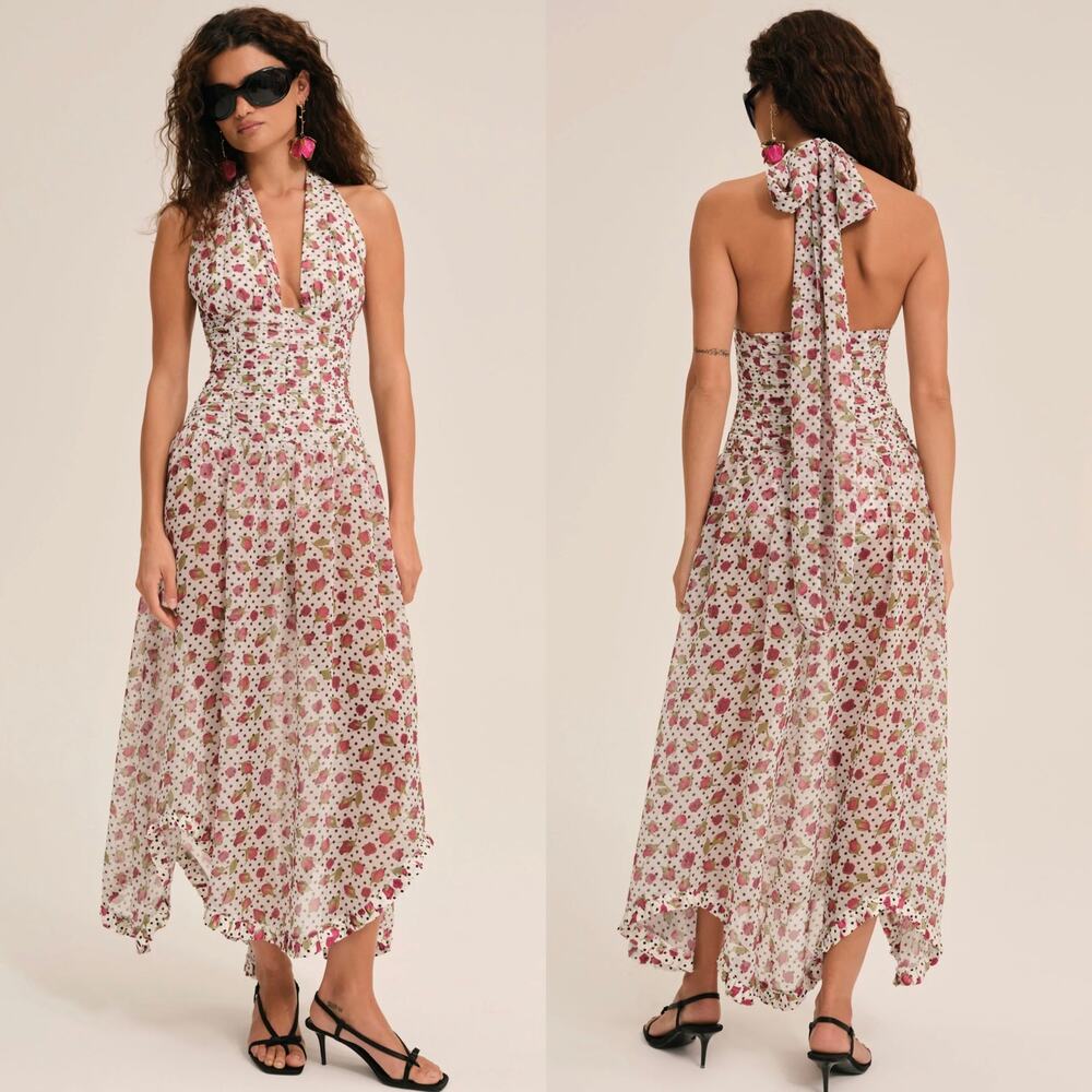 NWT For Love & Lemons Betty Bud Maxi Dress Size Large